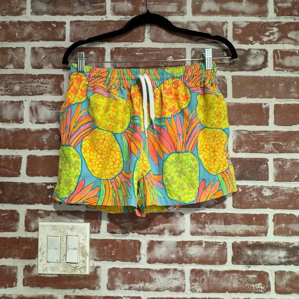 chubbies Pineapple Print Swim Trunks in Yellow, Green, Blue, Pink